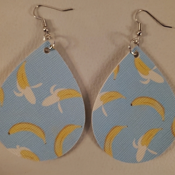 Hand Crafted Jewelry - Handmade faux leather banana foodie earrings